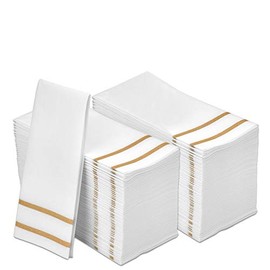 Fete - Toallas de mano decorativas con diseño dorado, 200 toallas desechables para invitados, cena formal, aniversario, servilletas de boda para mesas y baños, 22 x 10 cm (plegadas)