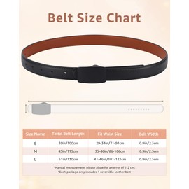 AWAYTR Reversible Leather Belts for Women - Two-in-One Fashion Ladies Skinny Leather Belt for Jeans (Black-Brown,100cm)