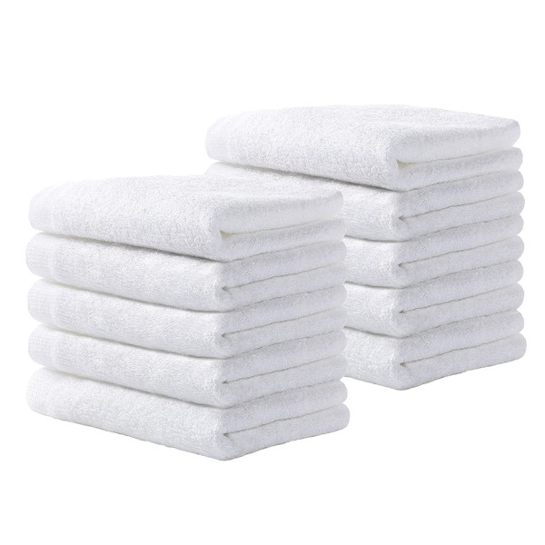 Yoofoss Bamboo Washcloth Towel Set 10 Pack Baby Wash Cloths for Bathroom-Hotel-Spa-Kitchen Multi-Purpose Guest Towels Fingertip Towels & Face Cloths 25x25cm - White