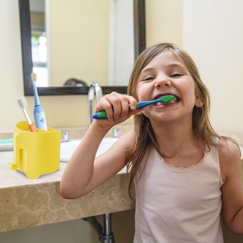 Hippywell Kids Toothbrush Holder, Cute Elephant Toothbrush Holders for Toddler,