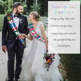 SKJIAYEE 2 Pcs Mexican Bride to Be and Groom to Be Sash Kit, Funny Fiesta Sarape Bachelorette & Bachelor Sashes, Mexican Bachelorette Party, Couple's Fiesta Serape Sashes, Mexico Final Sash