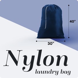 Handy Laundry Nylon XL - Large Capacity with Locking Drawstring, Machine Washable, Fits Laundry Baskets or Hampers, Holds 3 Loads of Clothes - Navy Blue (Pack of 2)