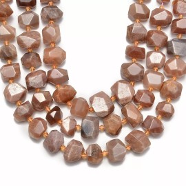 Unbranded Natural Peach Moonstone Faceted Nugget Chunk Beads Approx 13x20mm 15.5" Strand