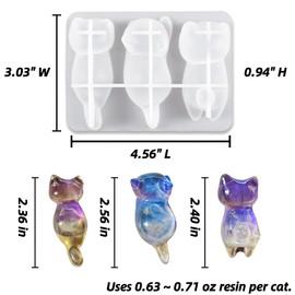 Megeladoty 3D Cute Cat Silicone Mold Kit - Triple Sleeping Cat Resin Molds for Epoxy Resin Crafts, DIY Crystal Kitty Figurines, Pet Memorial Keepsakes, Good Luck & Positive Energy