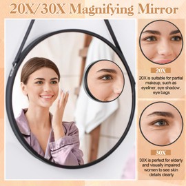 ProSuites 20X/30X Magnifying Mirror with Suction Cup,Portable 3.5 in Small Travel Magnifying Mirror with 3 Pcs Eyelash Tweezers,Scissors for Makeup
