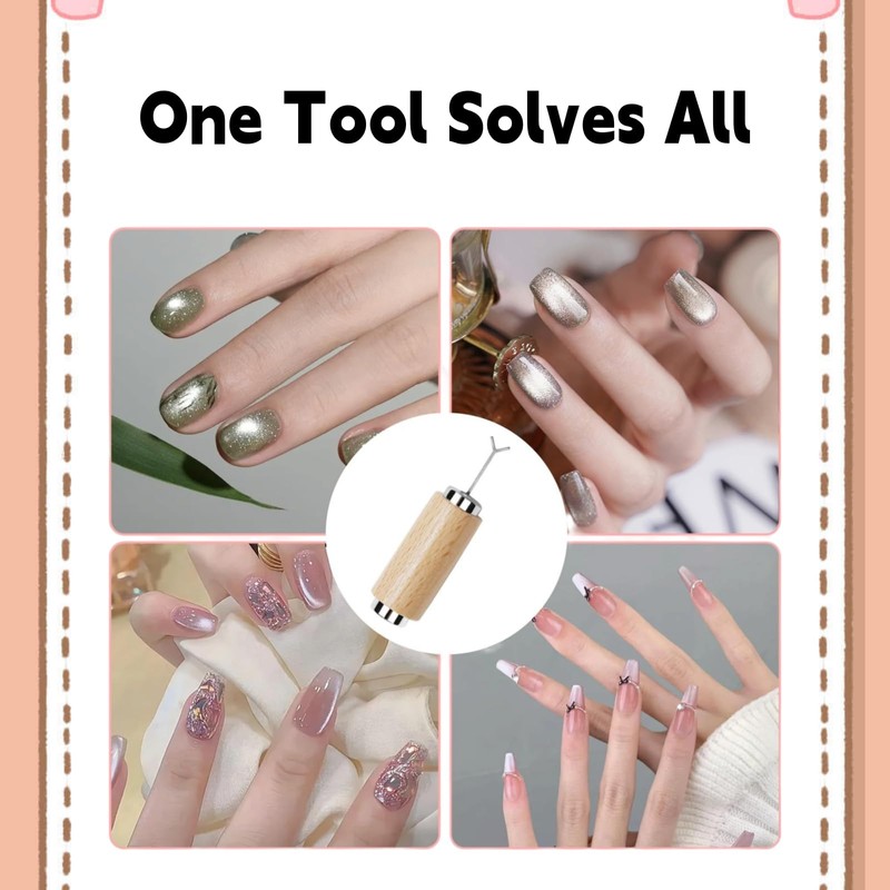 Heart Cat Eye Magnet for Nails, Double Head Magnetic Nail