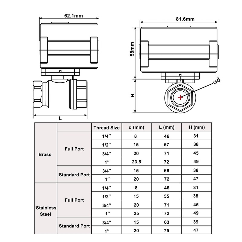 U.S. Solid 1" Motorized Ball Valve 85-265V AC Stainless Steel