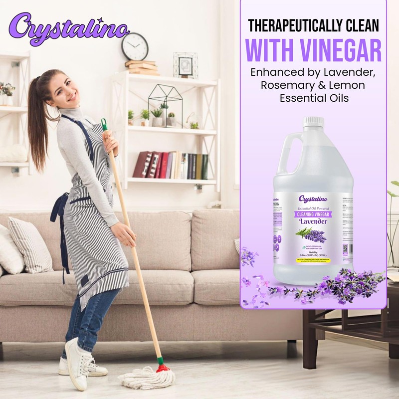 Crystalino Lavender Essential Oil Cleaning Vinegar for Home (1 Gallon)