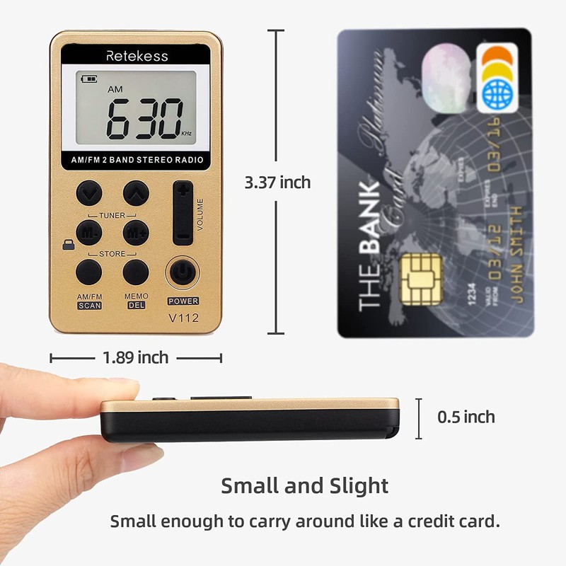 Retekess V112 AM FM Radio Portable, Mini Radio,Digital Tuning Rechargeable