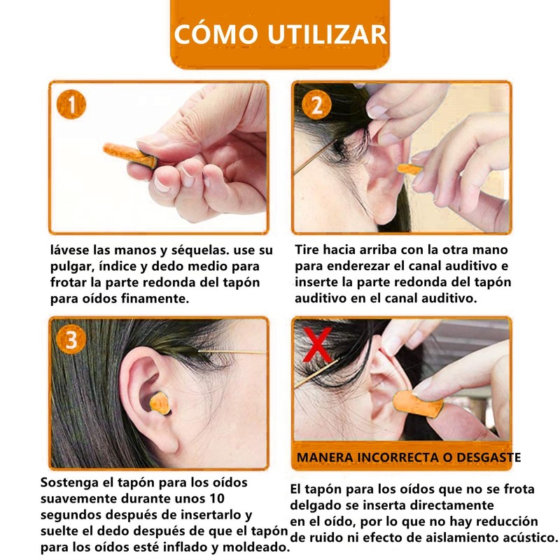 60 pares de Tapones para dormir de 36dB, Suaves y