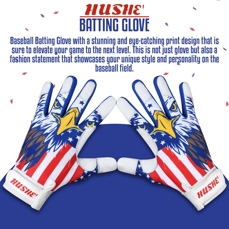 Hushe' Batting Gloves (White Eagle, Adult Medium)