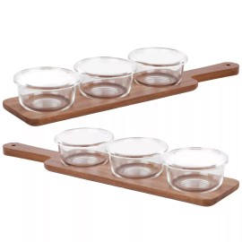 Home Essentials Table Setter Acacia Wood Serving Set, 2-pack Microwave safe