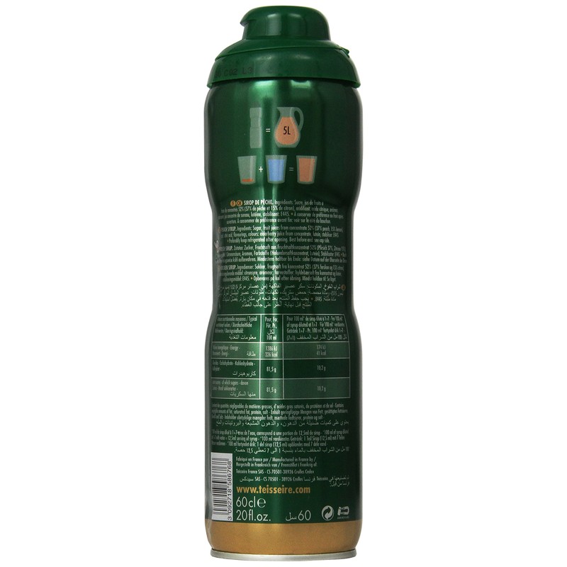 Teisseire Peach Syrup 20.3 fl oz for flavoring tea, for