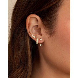 WOWORAMA 3 Pairs Small Gold Earrings Set for Women Dainty Stud Hoop Earrings Small Minimal Huggie Earrings Cartilage Earrings Set for Multiple Piercings