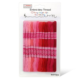Dercuy Embroidery Floss,12 Skeins Red Embroidery Thread,Friendship Bracelet String for DIY Making,Embroidery Crafts