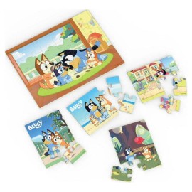 Spin Master Bluey 5 Wood Jigsaw Puzzles with Storage Box