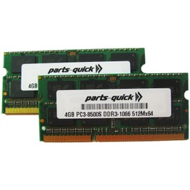 parts-quick 8GB 2X 4GB PC3-8500 1067MHz DDR3 Memory Compatible with Apple MAC SODIMM 204 pin RAM