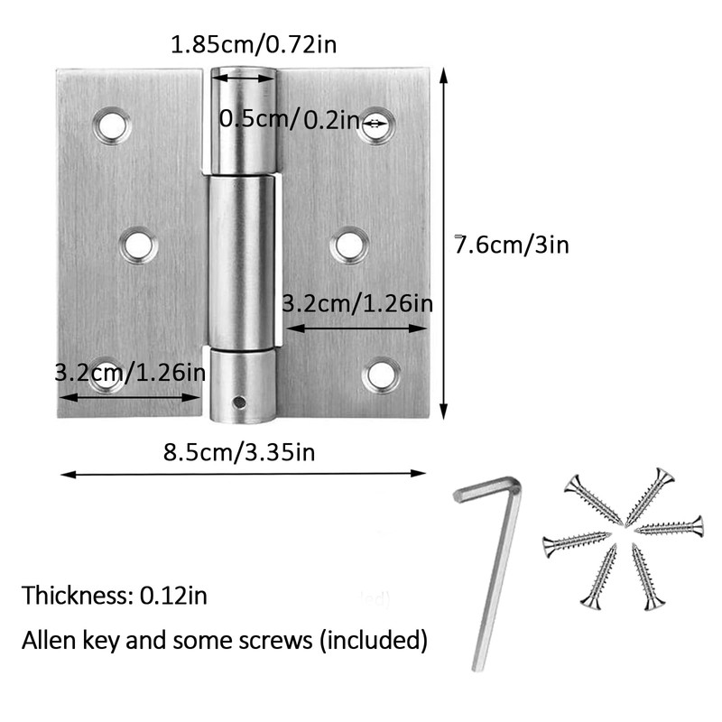 Jinyuanchao 3 Inch Self Closing Door Hinges, 3mm Thick Stainless