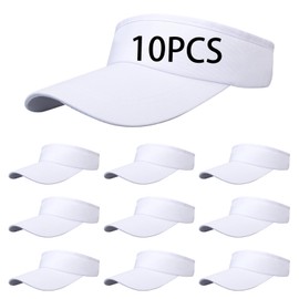 10 PCS White Empty Top Hat Bulk Solid Color Blank Adjustable Sport Sun Visor Hats Athletic Visor Caps for Women and Men Summer Outdoor Anti Ultraviolet for Beach Golf Tennis Baseball, 10pcs White Sun