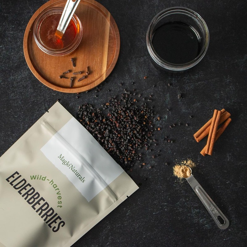 MagJo Dried Elderberries - 100% Wild crafted Dried Elder berries