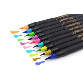 ARTCHEOLOGY Real Brush Pen Set |48 Premium Watercolors with 2 Refillable Water Brushes |Flexible Nylon Tips |Painting Markers for Painting, Drawing, Calligraphy, Bullet Journals | Adults & Children