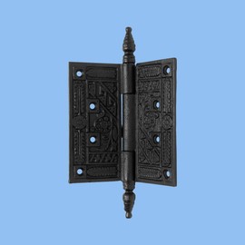 Renovators Supply Manufacturing Black Cabinet Hinge for Cabinet Door 7.5 in. Wrought Iron Butt Hinge Victorian Steeple Tip Rust Resistant Flush Mount Hinges with Hardware