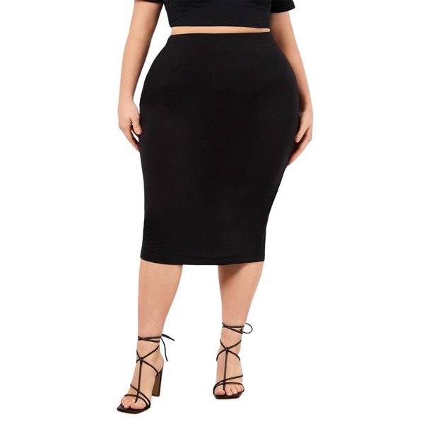 BEAUDRM Women's Plus Size High Waisted Bodycon Skirt Basic Pencil