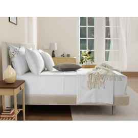 CHATEAU HOME COLLECTION 100% Organic Cotton Sheets King Size,4Pc King Size Sheets,Luxurious Long Staple Cotton Sheets,Sateen Weave,Breathable Sheets King Size Bed,Deep Pocket King Sheets,White