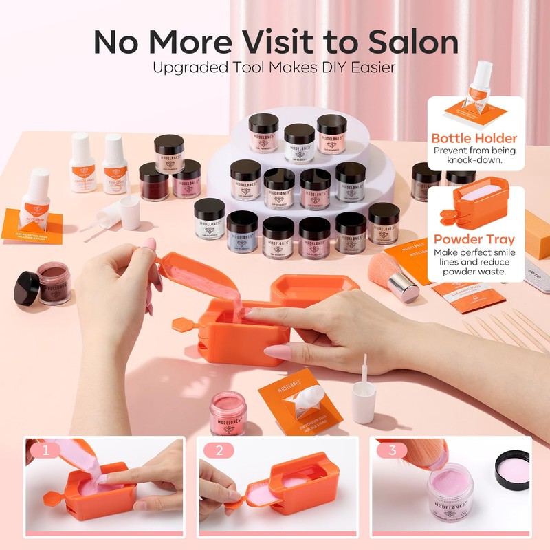 Dip Powder Nail Kit Starter 40 Pcs, 20 Colors Nude