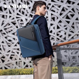 FANDARE Slim Laptop Backpack Travel Business Rucksack with USB Charging Port Multi-Color Splicing College School Bag fits 15.6 Inch Laptop for Women Men Student Hiking Bookbag Casual Daypack Blue