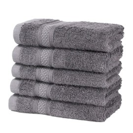 A & B TRADERS Pack of 12 Egyptian Cotton 600 GSM Fingertip Towels Flannels Facecloth Set Multi-purpose Sports Workout 30 x 30cm Highly Absorbent Towels (Charcoal Grey)