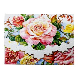 Set of 3 - Roses in Bloom Portfolio Boxed Note Cards by Carol Wilson. 10 embossed 4x5 Die-Cut Notecards and Matching Envelopes in Decorative Gift Box with Magnetic Flap. NCP2505