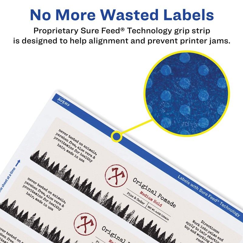 Avery Matte White Rectangle Labels with Sure Feed, 2" x