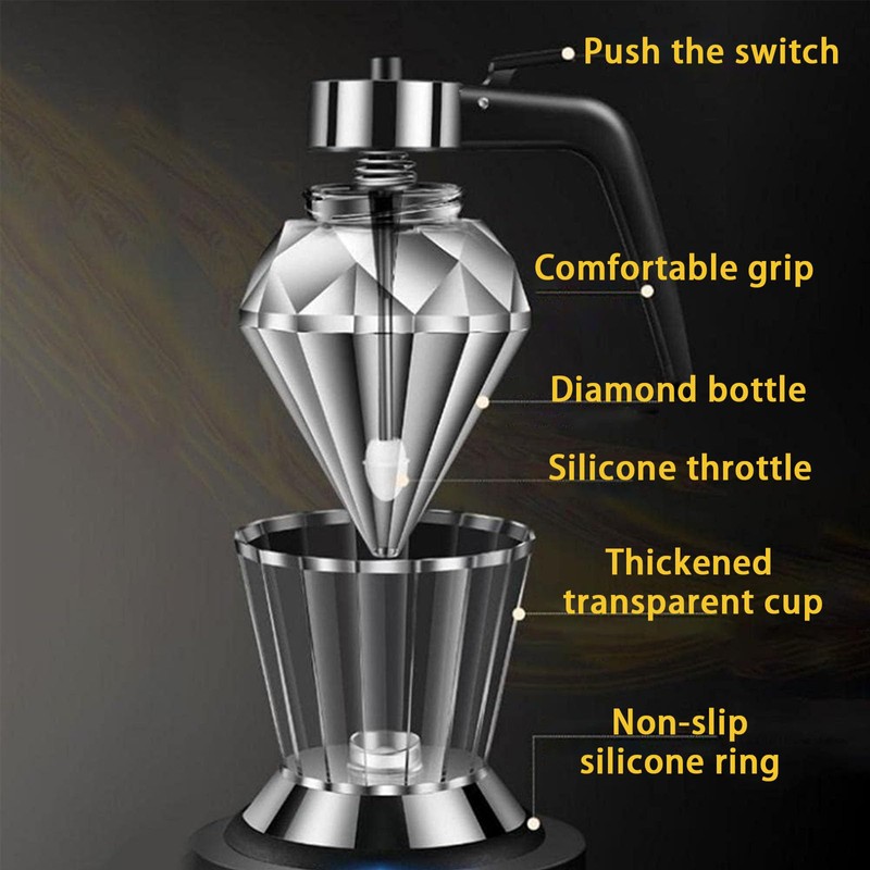 Honey/Syrup Dispenser -Premium No Drip Design, Elegant Diamond Shape with