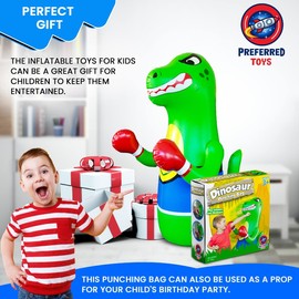 Preferred Toys - Bop Bag Inflatable Punching Dinosaur Toy with Instant Bounce Back for Kids (47" Height)