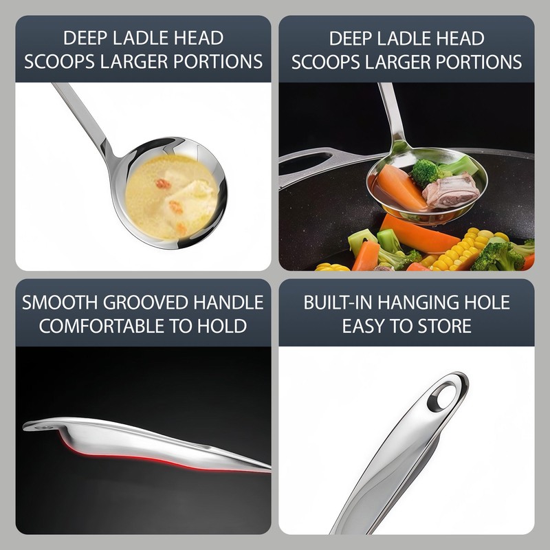 IMEEA 13.4-Inch Soup Ladle Kitchen Ladle SUS304 Stainless Steel Serving