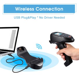 TroheStar Barcode Scanner 1D Wireless and Collector Portable Data Terminal Inventory Device Bar Code Reader PDT with TFT Color LCD Screen & USB Cradle
