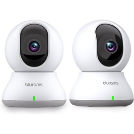 2.4 and 5 GHz WiFi Compatible, 3 Megapixels, 2 Pieces, Monitoring Camera, Security Camera, Pet Camera, Blurams, Motion/Voice Detection, Automatic Tracking, PTZ Camera, Alarm Notification, Two-Way