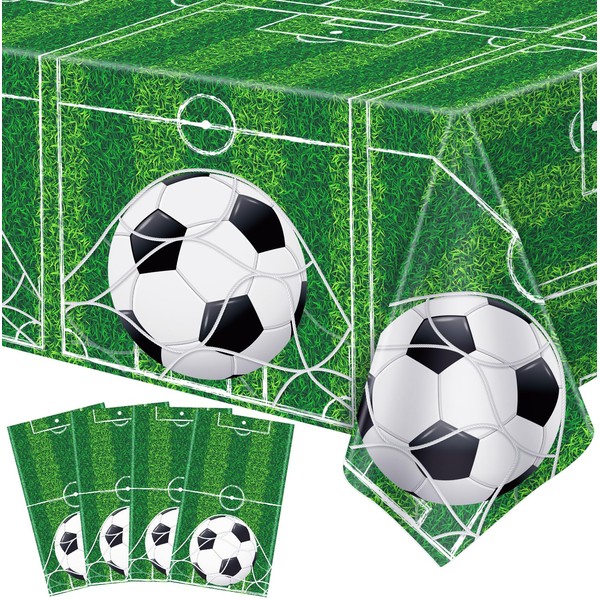FVEOCR 4 Pack Soccer Party Tablecloths Soccer Sports Theme Party