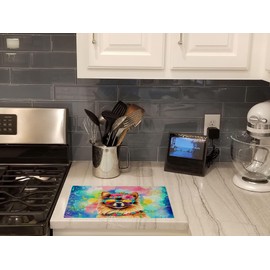 Caroline's Treasures DAC2538LCB Pomeranian Hippie Dawg Glass Cutting Board Large Decorative Tempered Glass Kitchen Cutting and Serving Board Large Size Chopping Board