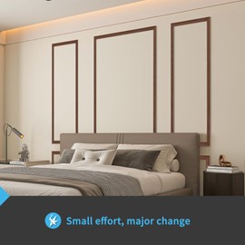 Art3d Pre-Cut Wall Molding Set of 6 pcs, Ready-to-Assemble Wainscoting Panels for Interior Wall Décor Living Room Bedroom Accent Wall - Installed with Glue, 3 Top 3 Bottom, Walnut