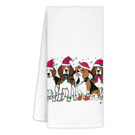 CIOJUNE Beagle Christmas Kitchen Towels, Beagle Gifts Christmas Dish Towels Tea Towels for Kitchen, Christmas Hand Towels for Bathroom, Christmas Kitchen Bathroom Decor, 16x24 Inches