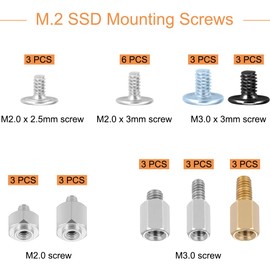 Xiatiaosann PCIe NVMe M.2 SSD Mounting Screws Kit for Asus Motherboard for ASRock Msi Mainboard with 6 Gigabyte Washers and Drivers 30PCS