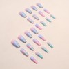 Mkwntg Ballerina Press-on False Nails Medium Length 24Pcs, Pink, Blue