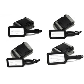 KAMACA Set of 4 Luggage Strap Luggage Strap Including Luggage Tag with Name Tag (Set of 4 Luggage Strap Grey)