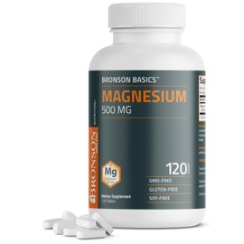 Bronson Magnesium 500 MG Supports Bone & Muscle Health & Nervous System Support - Non-GMO, 120 Vegetarian Tablets