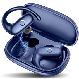MOZOTER Wireless Earbuds Bluetooth Headphones Sport,Over Ear Buds with Deep Bass Sound,60Hrs Playtime Earphones Redesigned Comfort Fit with Earhooks for Running,Meeting,Workout- Blue