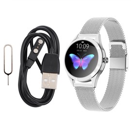 KW10 Ladies Smart Sports Watch Bracelet Round Screen Smart Monitoring Watch Silver