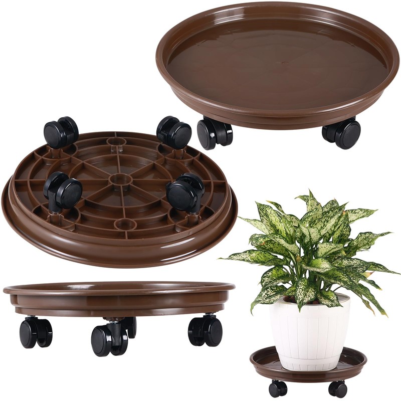 5 Packs Large Plant Caddy with PU Wheels 12" Rolling