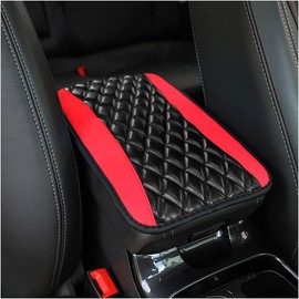 CGEAMDY Car Armrest Cushion Leather Waterproof for Most Cars, Vans and SUVs (Red)
